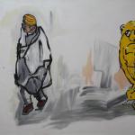 Yellow spirit with man  2010<br />Oil on canvas<br />150 x 200cm